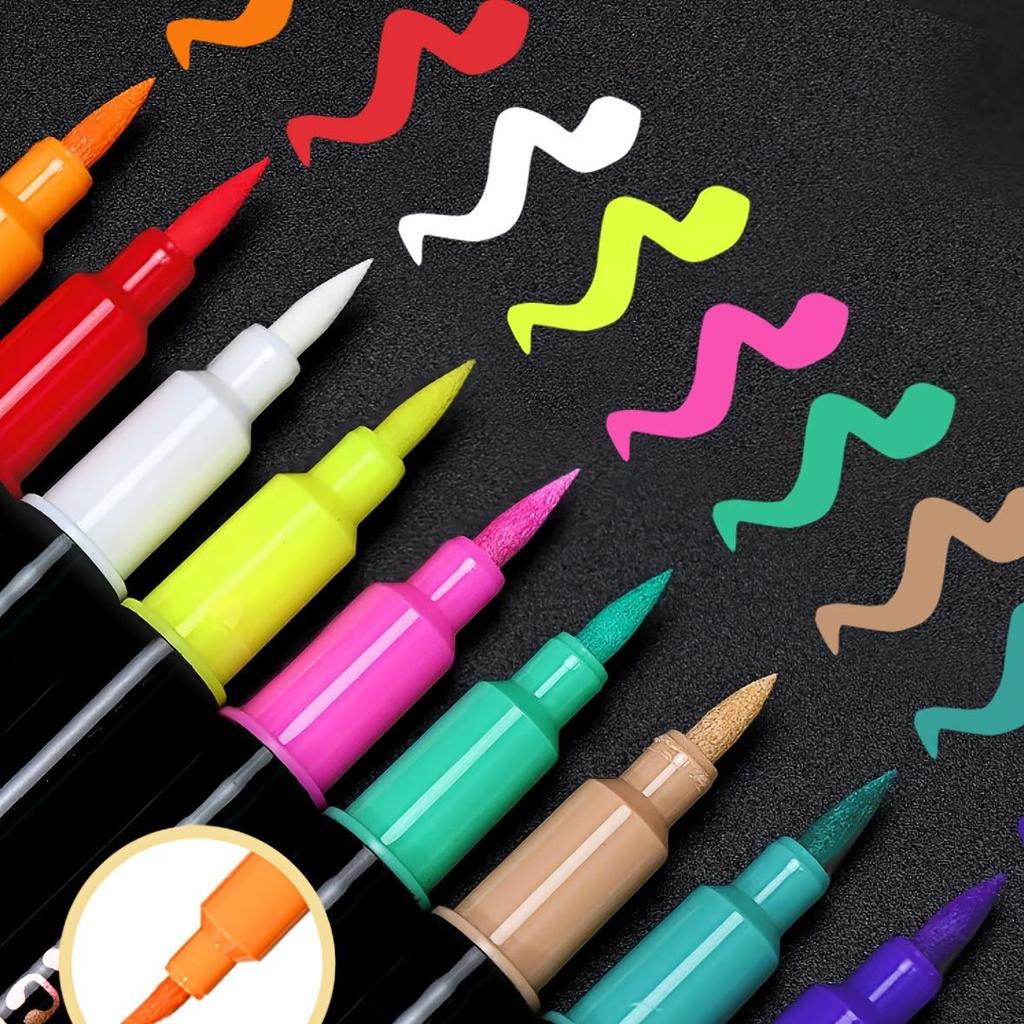 12Pcs/set(24colors) Nail Art Pen Long Lasting DIY Decoration Waterproof Convenient Nail Art Painted Pen Home Use Decororation Nail Art Maincure Tools