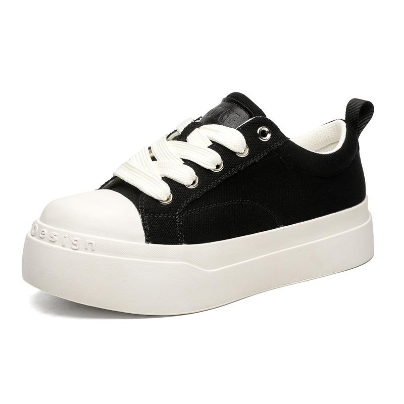 Big head shoes black and white canvas shoes raw niche thick sole heightening casual shoes ugly cute shoes board shoes