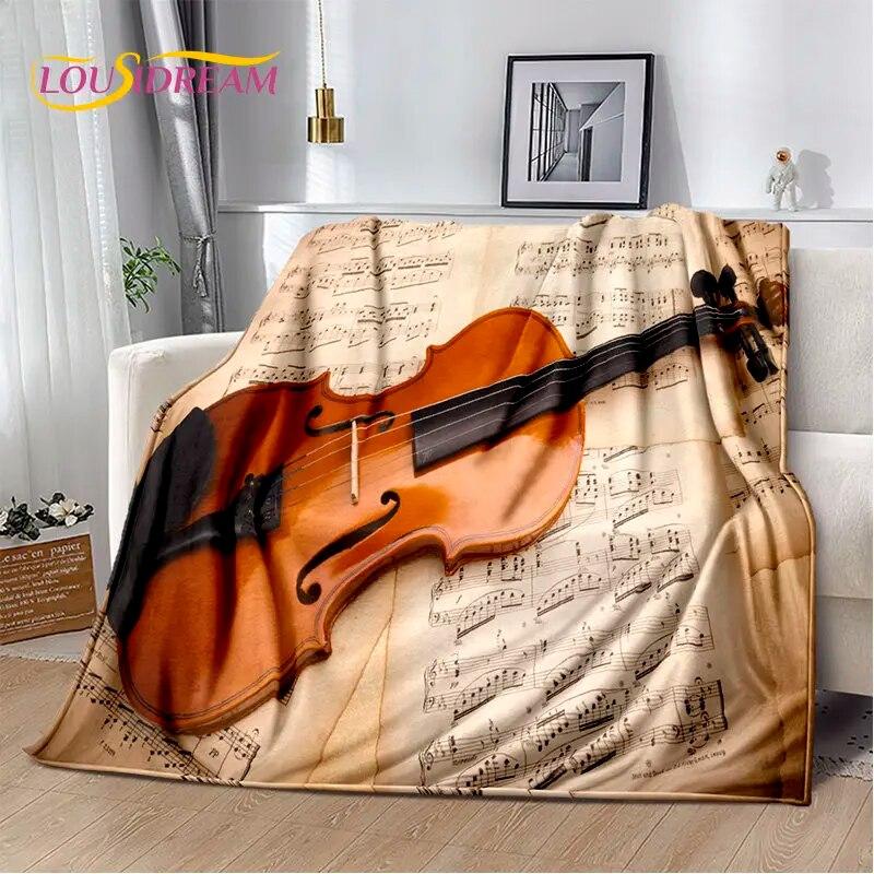 Classical Violin Instrument Music Soft Plush Blanket,Flannel Blanket Throw Blanket for Living Room Bedroom Bed Sofa Picnic Cover