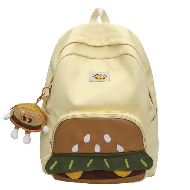 Schoolbag Campus School Bag Female Junior High School High School Cute Cartoon Burger Backpack Girl Large Capacity Student Backpack Tide