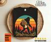 Bigfoot Mushroom Shirt, Sasquatch Morel Tee, Retro Sunset Forest Graphic, Funny Forager Gift, Cryptid Lover Outfit, Outdoor Hiking Adventure