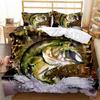 Pike Fish Bedding Striped Bass Big Pattern Hunting And Fishing Themed Duvet Cover For Kids Boys BedRoom Decorations For Teens