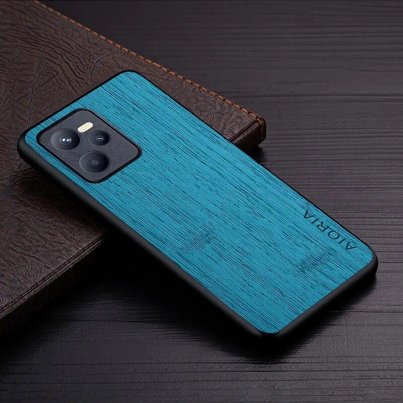 Case for Oppo Realme C35 Narzo 50A Prime Funda Bamboo Wood Pattern Leather Cover Luxury Coque for Realme Narzo 50a Prime Case