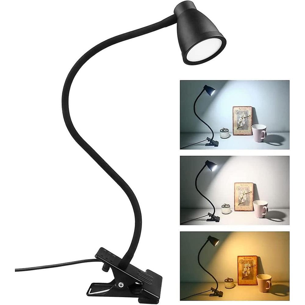 

14 Led Clamp Desk Lamp, 3 Color, 5 Adjustable Brightness, Usb Bedside Clamp Lamp, Eye Protection 360 Flexible Reading Lamp For Study And Work