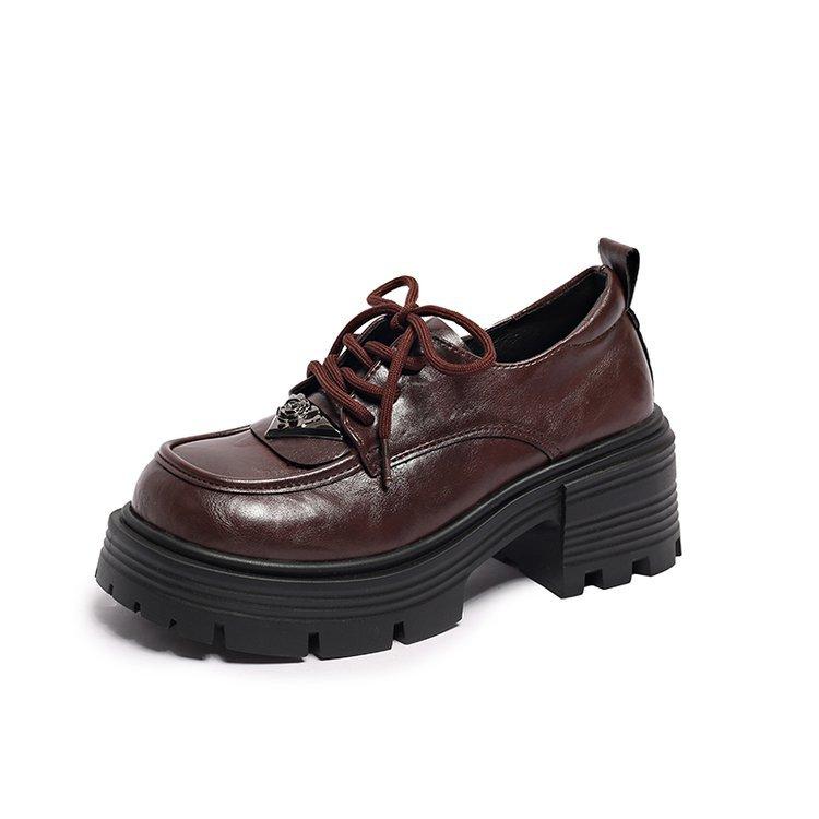Thick-soled Mary Jane shoes for women's 2025 spring new retro heightening black Japanese jk with skirt light mouth small leather shoes
