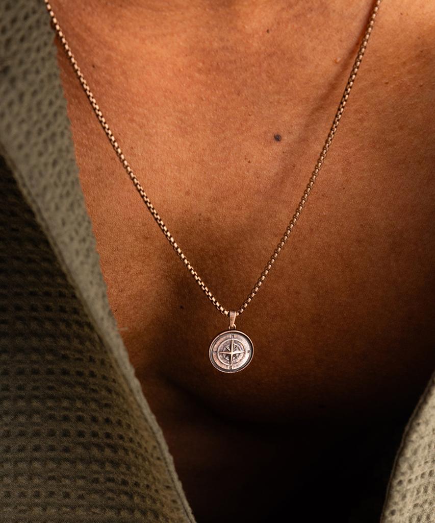 Pig&Hen Compass Pendant Necklace - Bronze