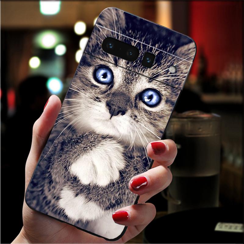 Phone Case For Google Pixel 10 9 Pro XL 9A 8 7 6 Pro Pixel 8A 7A 6A Pixel 8 7 6 5 Cartoon Black Cat
