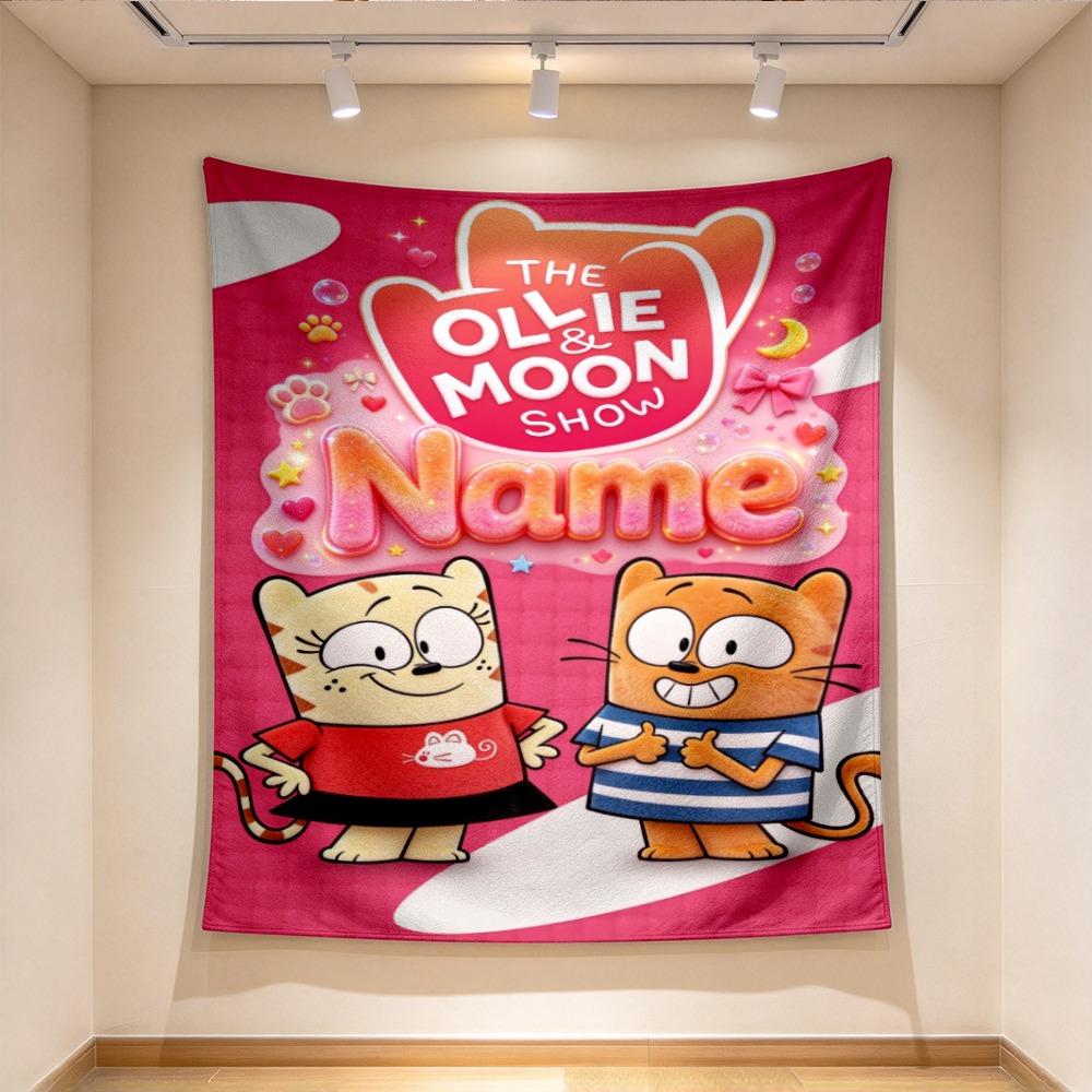 Custom Name Cute Cartoon Tapestry Wall Hanging for Bedroom, Living Room & Dorm Decor, Modern Home Wall Art