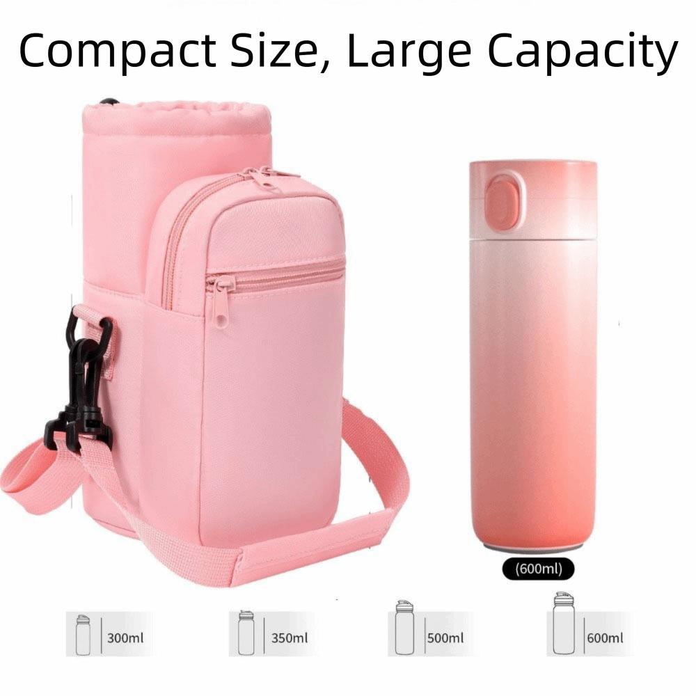 Insulation Cup Sleeve Adjustable Shoulder Strap Water Bottle Carrier Bag  Walking