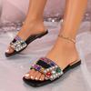 Women Slippers Fairy Style Home Shoes Casual Fashionable Versatile Rhinestone Sandals Summer New Flat Slippers Slides Women