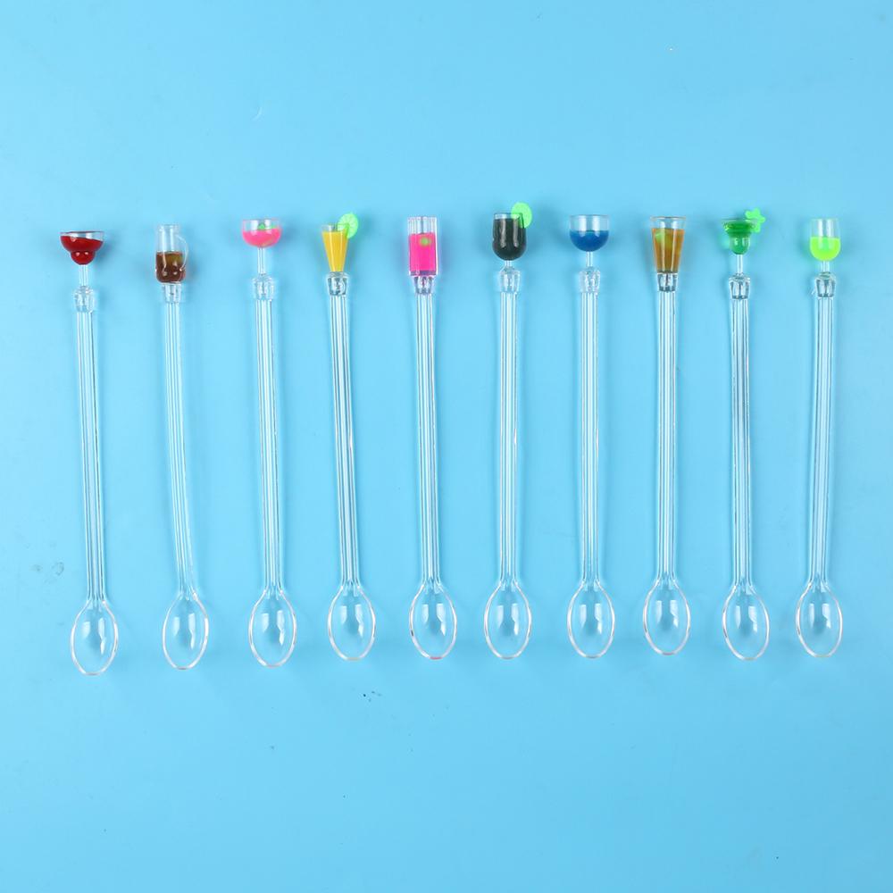 5Pcs/10Pcs Swizzle Sticks Acrylic Cocktail Stirrers 9 Inch Clear Shafts Drink Stirrer for Bars Cafes Party Restaurants Home Use