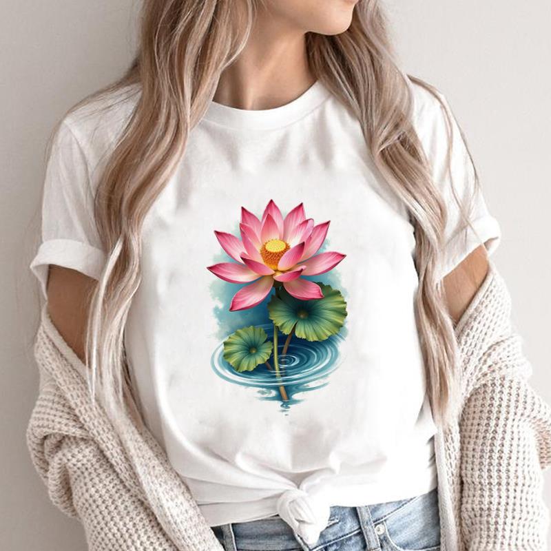 (Asian Size) Print Short Sleeve T-shirts butterfly style Fashion Female Casual Women's Top T Clothing O-neck Graphic Tee