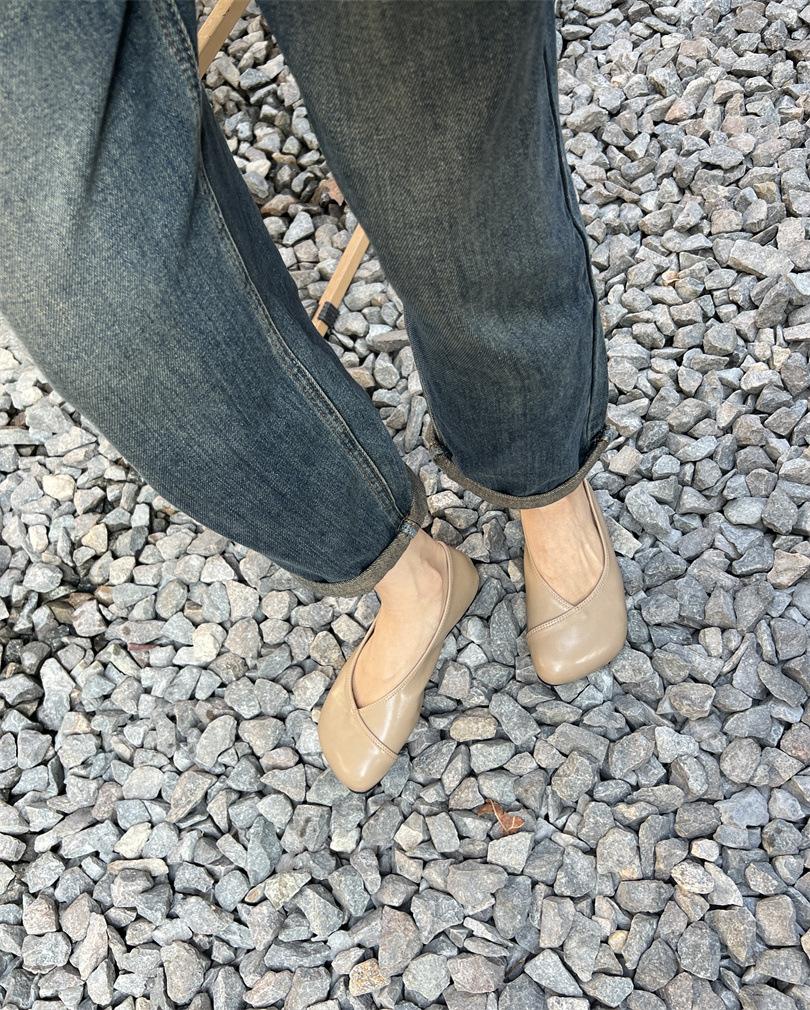 

Simple square head shallow mouth flat sole shoes women s spring 2025 new commuting temperament gentle four-season ladyshoes 39 абрикосовый