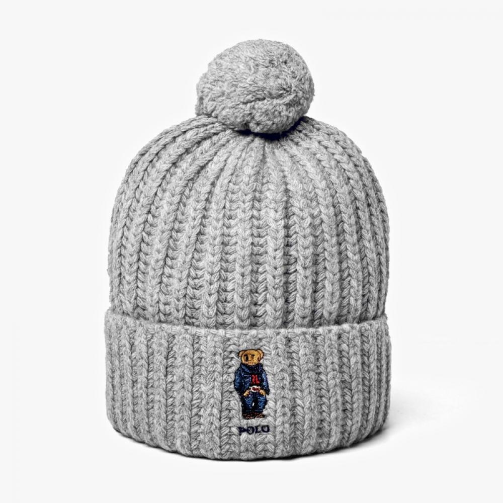 Polo Ralph Lauren Wc0522 032 Solid Denim Bear Pom Pom Beanie