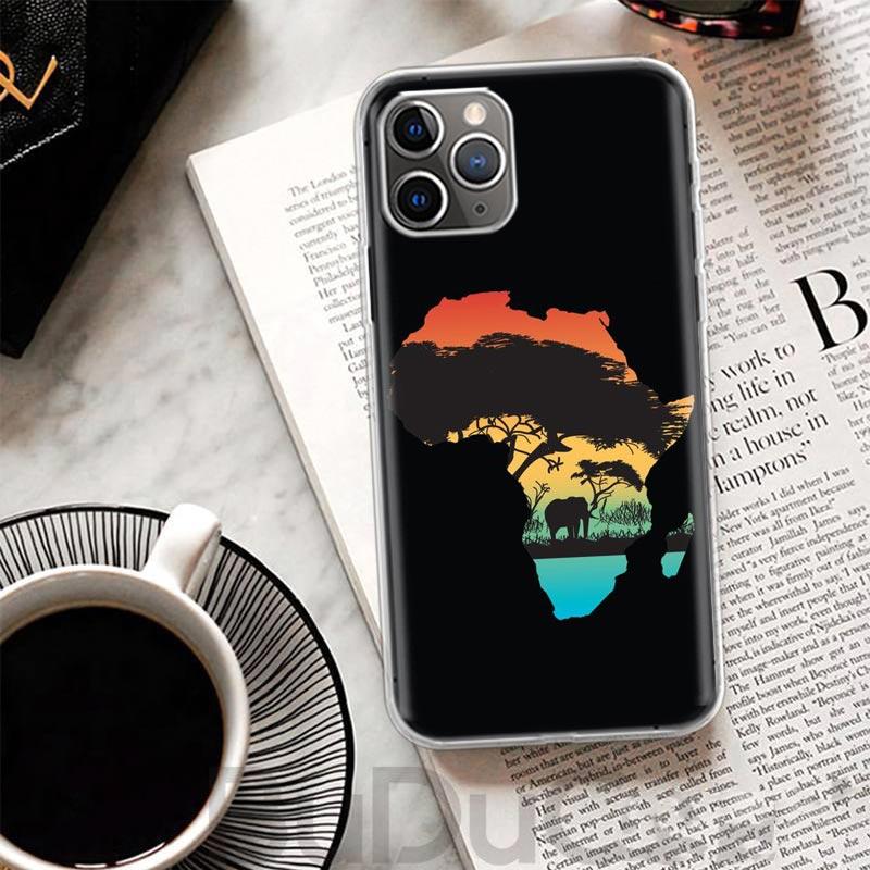 Africa Map Geography Painted Cover For iPhone 16 15 14 13 12 11 Pro Max Apple Phone Case X XS 7 Plus 8 + Art Customized Print Sh