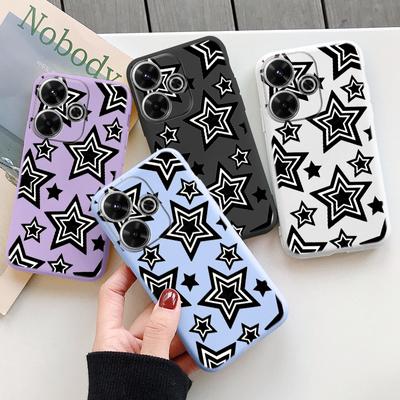 Cool Star Print Soft Silicone Case For Samsung A55 A35 M35 S24 Xiaomi Redmi Note 13 Pro 14 Poco C65 iPhone Huawei Honor Realme Camera Shockproof Cover