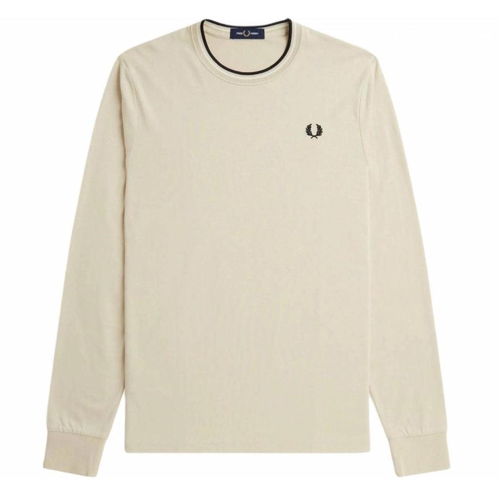 Fred Perry Mens Double Tipped Collar Long-Sleeved Polo Shirt