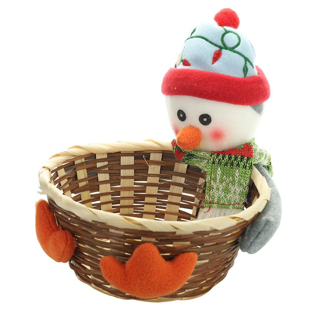 Christmas Decorative Wicker Basket Elf Snowman Santa Claus Food Candy Storage Basket Children's Gift Household Organizer
