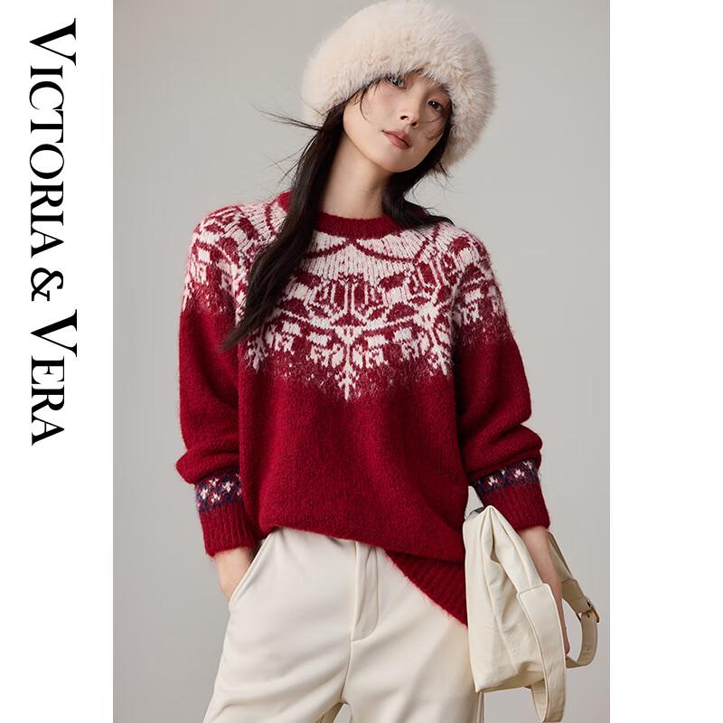 

VICTORIA&VERA Women s Winter Fair Isle Snowflake Jacquard Knit Sweater L