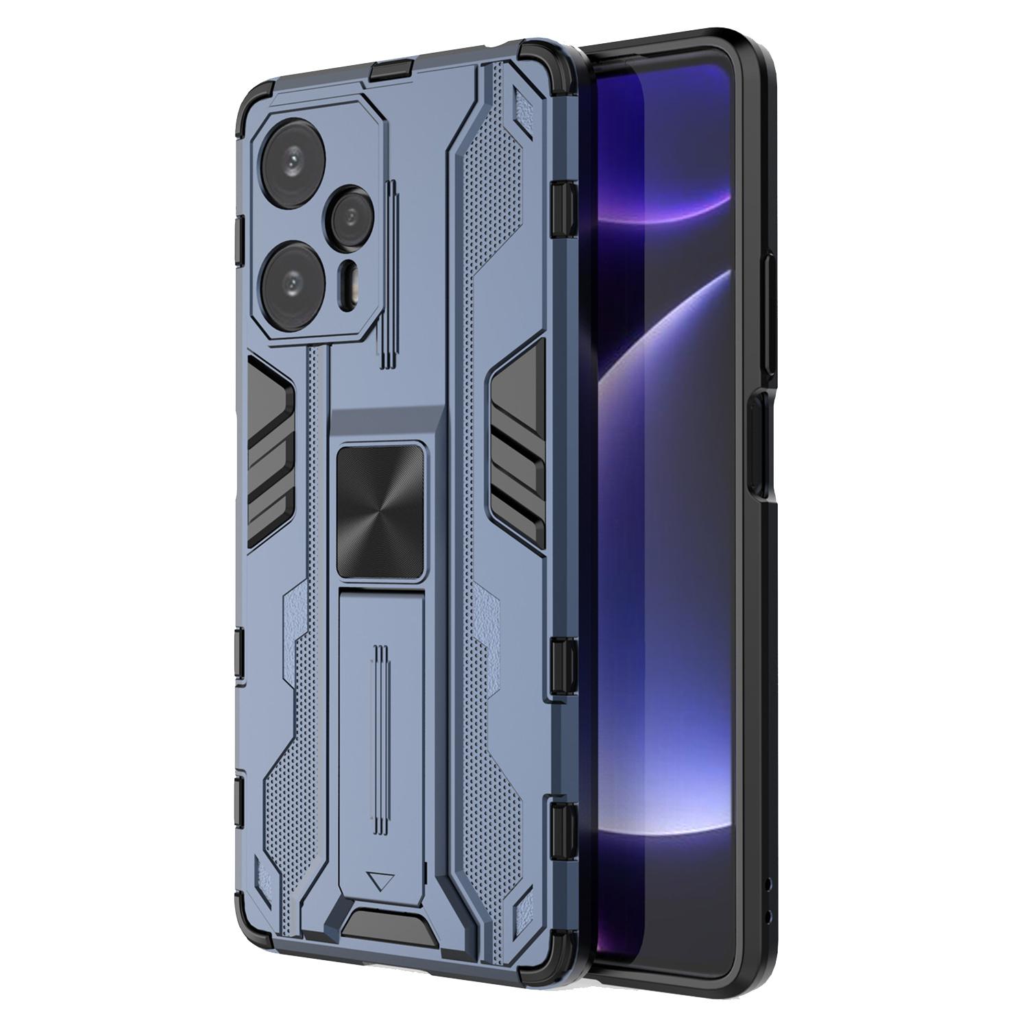 

For Xiaomi Redmi Note 12 Turbo/Poco F5 5G Kickstand Anti-drop Phone Cover Hard PC Soft TPU Case Blue