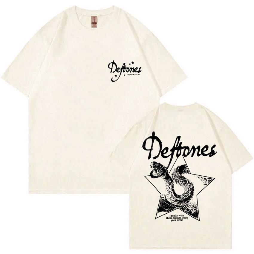 Rock Band Deftones Private Music Graphic T-shirt Snake Print T Shirts Unisex Women Casual Cotton Vintage T-shirts Oversized Tshirt