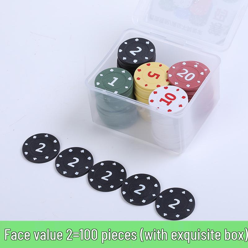 Boxed 100 Plastic Chips for Card Games: Baccarat, Mahjong, Poker