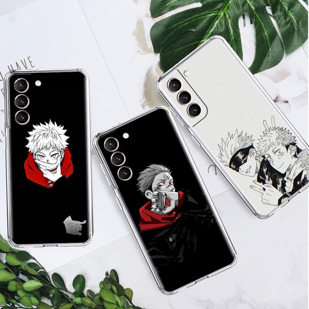 Niedliche Jujutsu Kaisen Anime Klare Hülle für Samsung Galaxy S22 S20 FE S21 S10 S9 Plus Note 20 Ultra 10 Lite Transparente Handyhülle