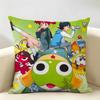 Cartoon Keroro Gunsou Frog Cushion Cover Natural Linen Organic Fabric DoubleSided Printing Room Sofa Decor Pillow Case