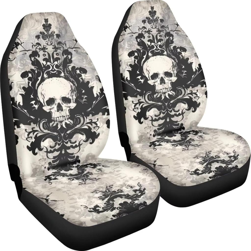 Gothic Skull Car Seat Covers Front Seat Protectors Automotive Seat Covers For Cars Trucks And Suvs Set Of 2 Auto