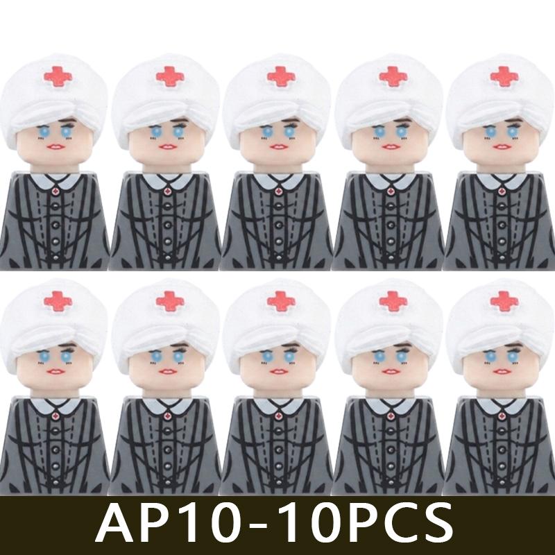 WW2 Military Soldier Figures Building Blocks Army Japanese Warrior Medical Nurse Officer Infantry Helmets UV Printed Bricks Toys