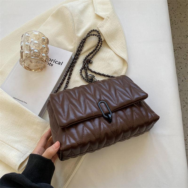 

Korean diamond chain bag women s new trendy fashion underarm bag versatile large-capacity messenger bag tote bag кофейный