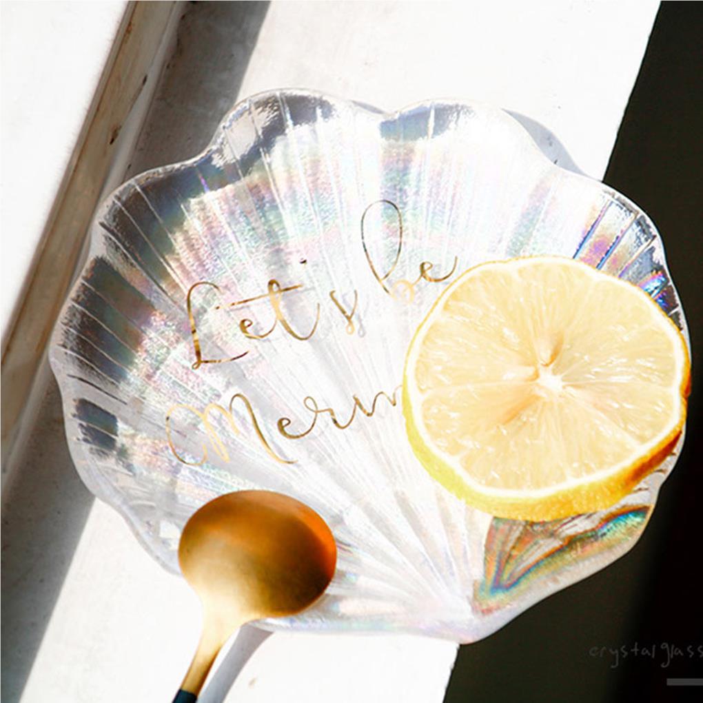 Muschelform Teller Ring Schmuckschale Tablett Glas Textur Foto-Requisiten Haushalt Restaurant Nachttische Dekoration