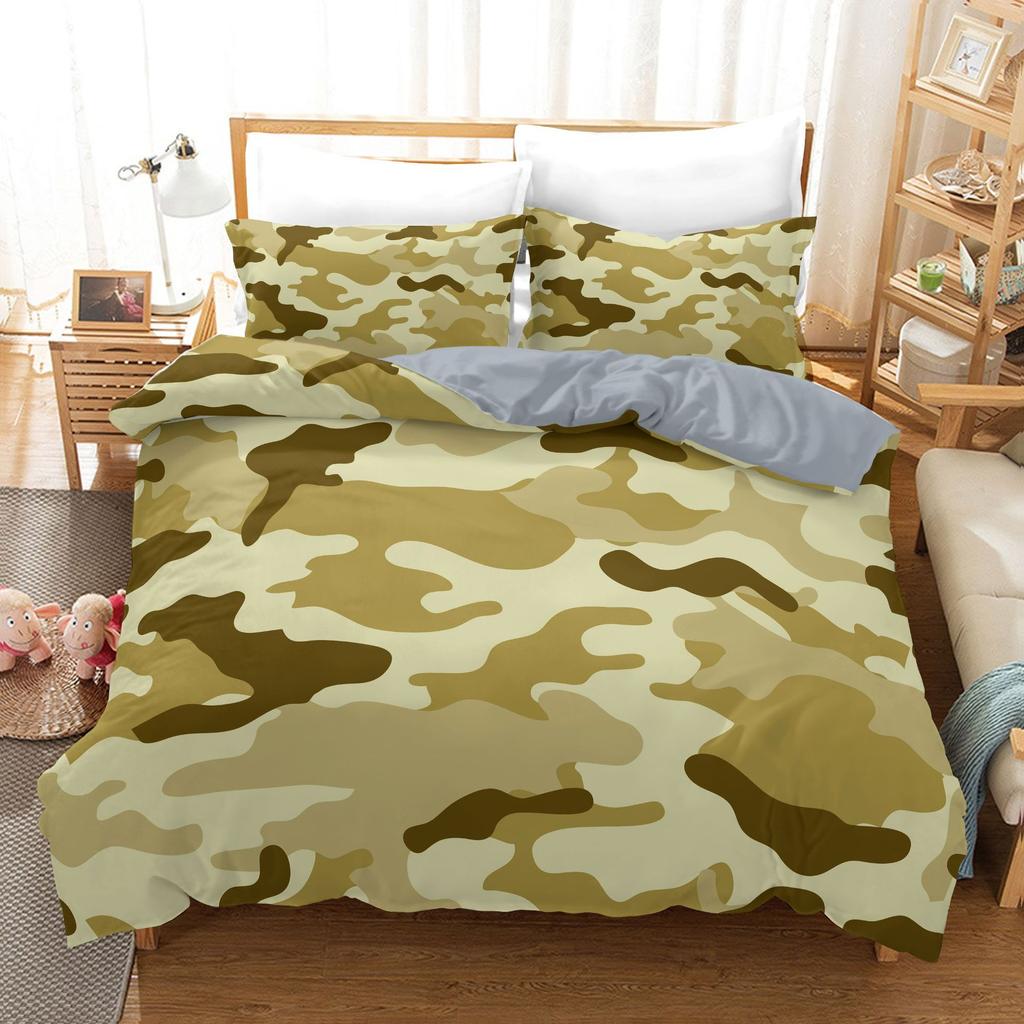 Bedding Home Textiles 3D Digital Printing Three-Piece Military Camouflage Quilt Cover Pillowcase