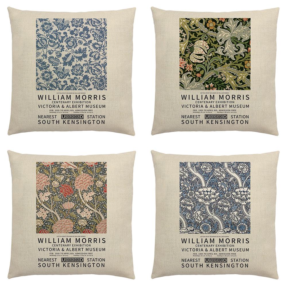 William Morris Painting Cushion Cover for Sofa Throw Pillow Cover Vintage Linen Pillow Case Home Decoration Leaf Plants Printing