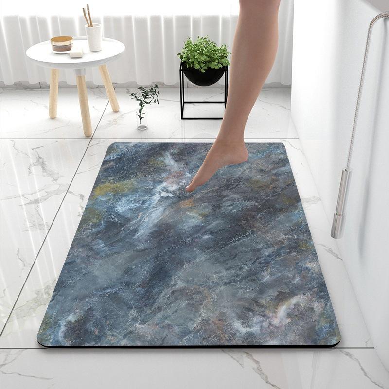Nordic Style Marble Pattern Diatom Mud Bath Mat - Non-slip, Water-Absorbent, Quick-Drying, Wear-Resistant Foot Mat