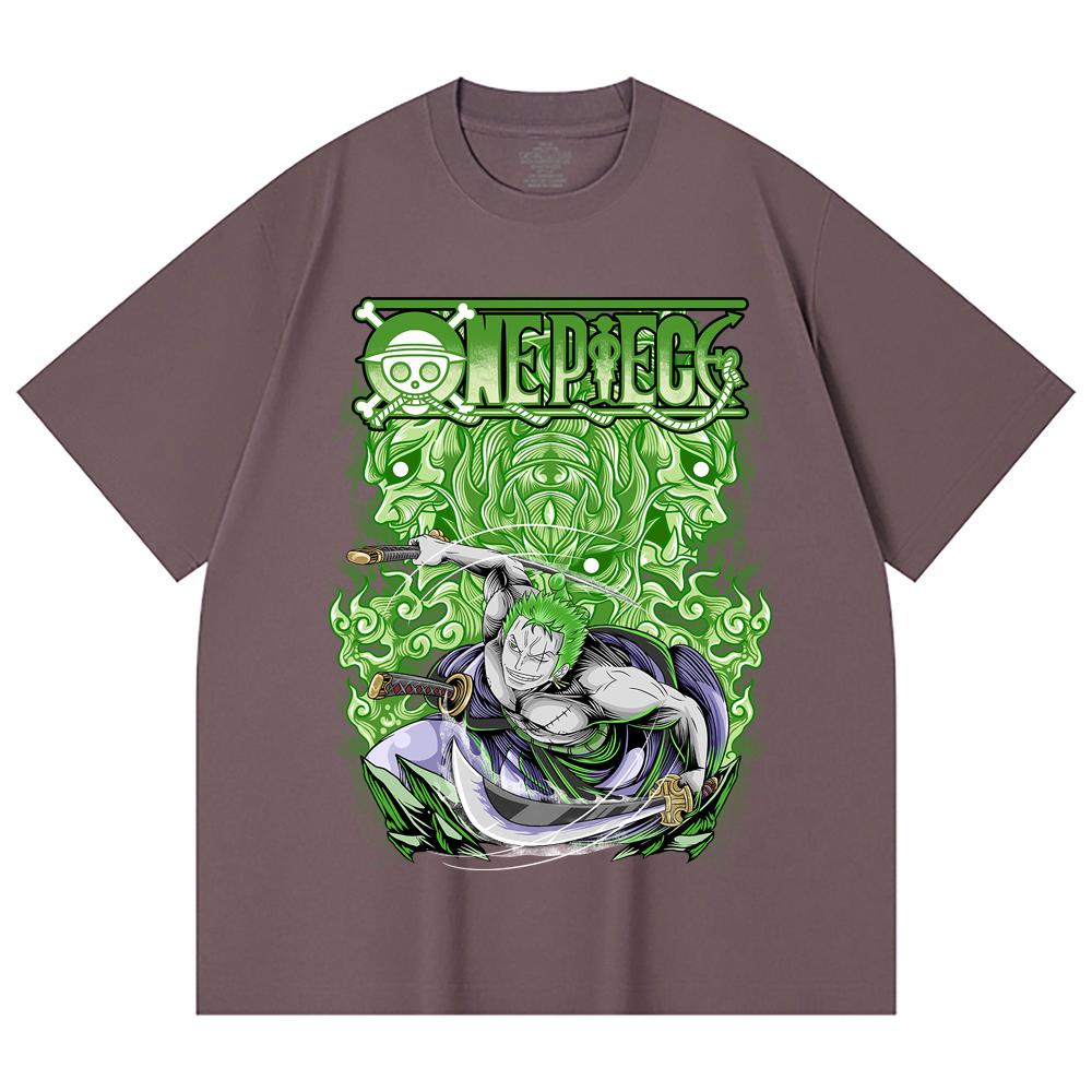 230 Gsm 100% Cotton One Piece V10 Zoro Print Unisex Heavy Cotton T Shirt