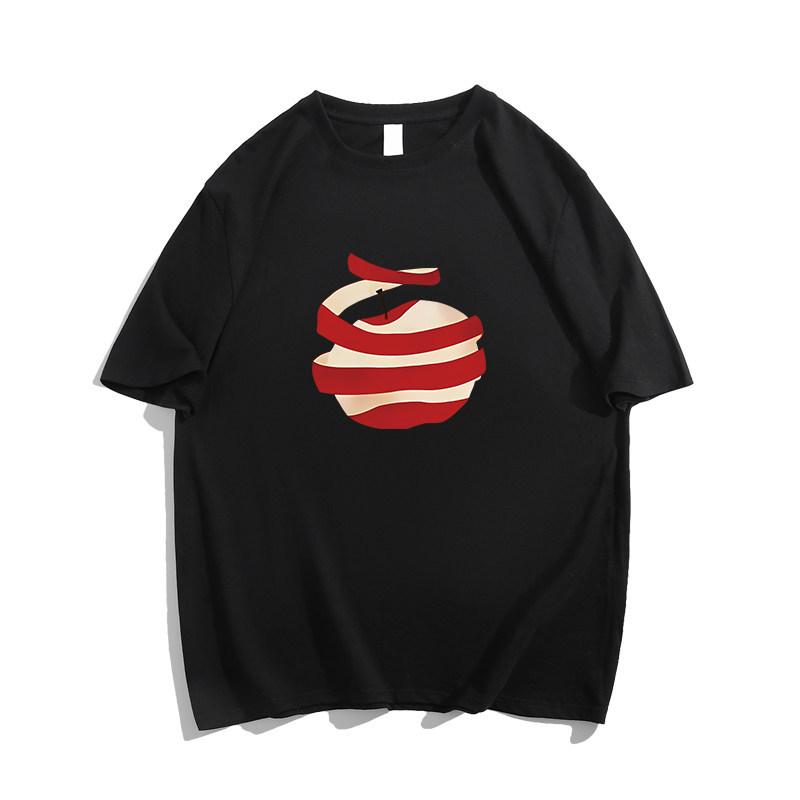 White Cotton Apple Short-sleeved T-shirt Women's Summer New Design Sense Niche Loose American Half-sleeved Top Trendy