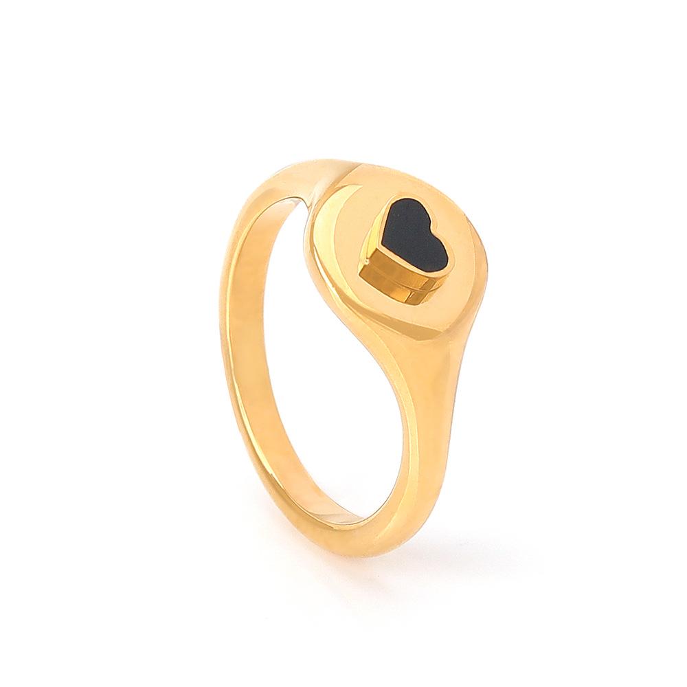 

Couple Titanium Steel Rings in European & American Design - Non-fading 18K Gold Heart Rings Gold (#8)