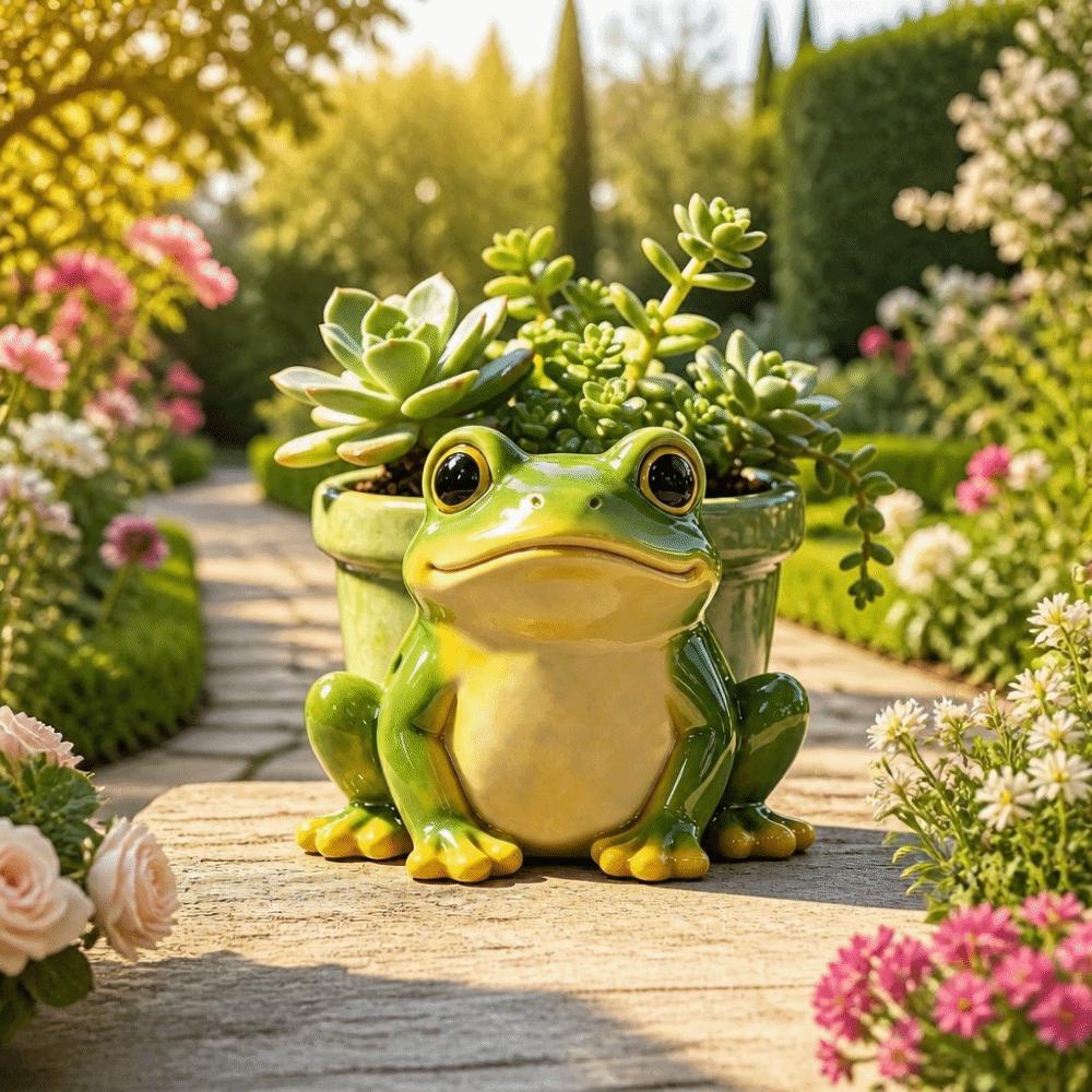 Resin Succulent Pot Funny Frog Planter Stylish Modern Potted Sculpture Garden Decoration