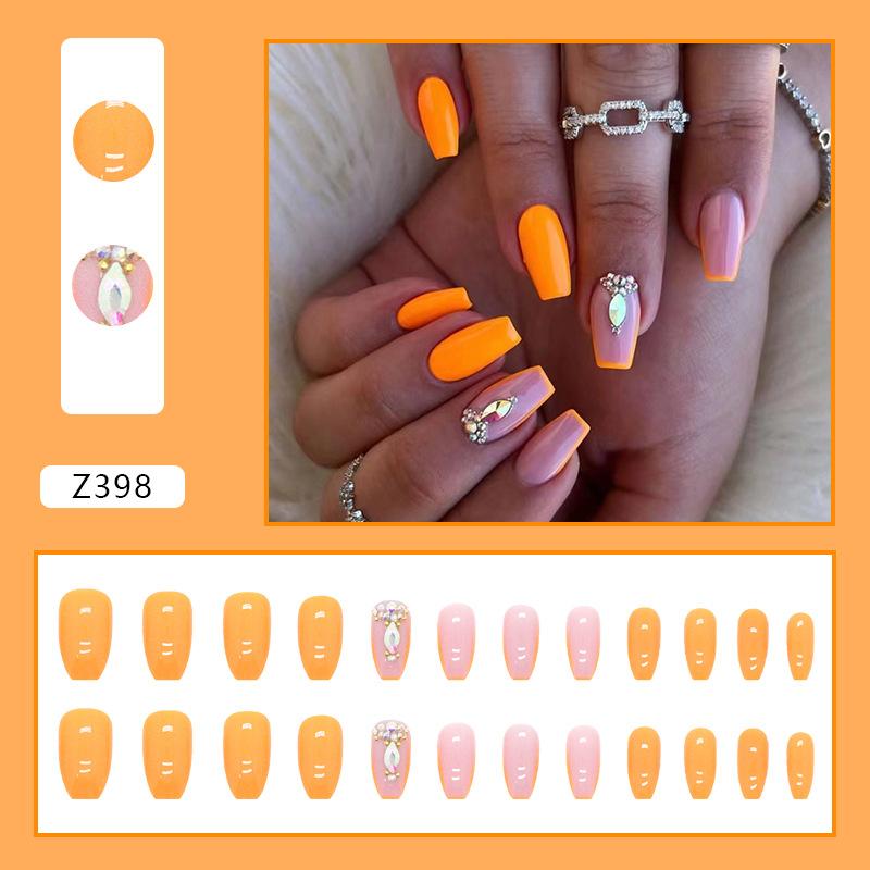 Drill Wearing Nail 24 Pack Combination Nail Art Finished Product Wearing Nail Sticker Three-Dimensional Relief Nail Art