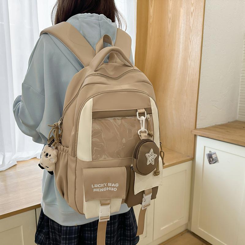 College style color matching large-capacity student schoolbag junior high school student Korean version casual backpack