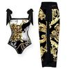2024 Retro Print Swimsuit: Sexy Lace-up, Hot Spring Style, One-Piece, and Two-Piece Set