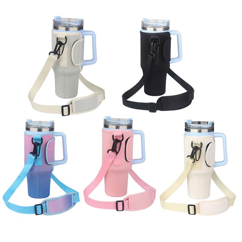 Water Bottle Carrier Bag Compatible With 40Oz Tumbler With Handle, Water Bottle Holder With Adjustable Shoulder Strap