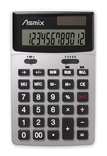 Asmix Asuka Calculator, 12-digit, with tilt, C1235S, Silver