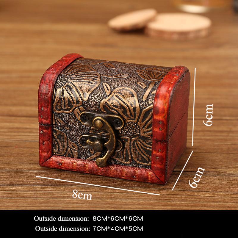 Y Vintage European Wooden Jewelry Box with Floral Print, Decorative Storage Organizer for Rings Earrings, Elegant Gift Packaging