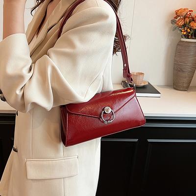 Red Bride Single Shoulder Bag New Simple Versatile Crossbody Bag French Ladies Texture Leather Handbags for Party Trend