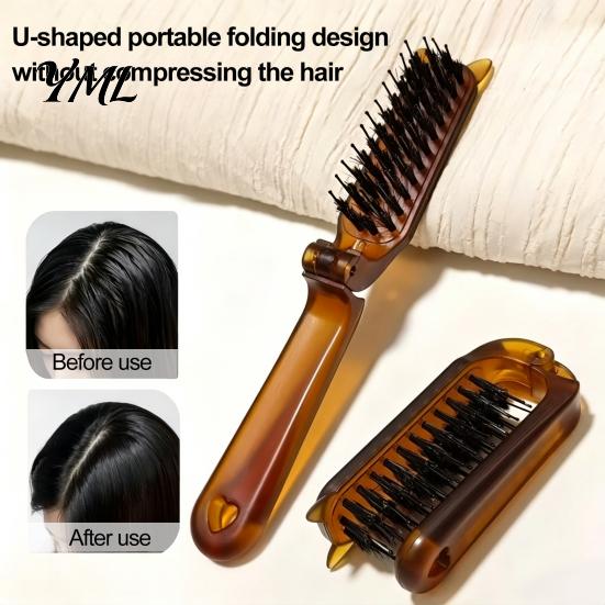 Travel Detangling Brush 1/2/3Pcs Boar Bristle Foldable Hair Brush, Men Women Pocket Size Grooming Comb Styling Portable for All Types Compact Tool