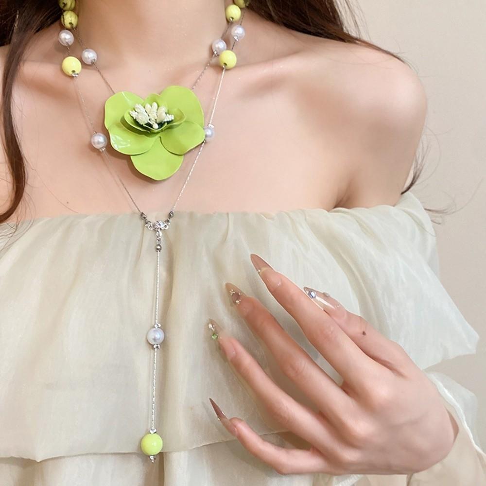 Collier Empilé Orchidée Phalaenopsis de Luxe Pendentif Fleur Exquis Haut de Gamme Polyvalent