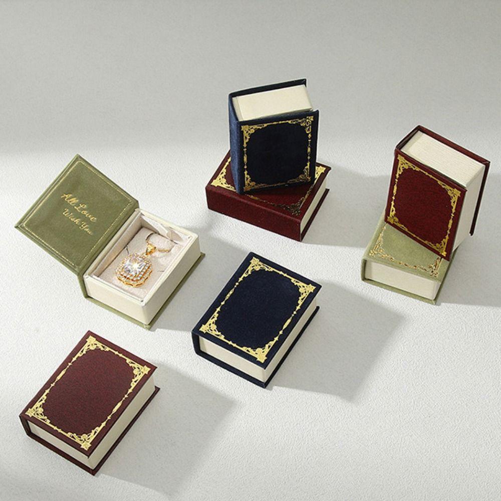 Creative Book Shape Ring Box Flip Lid Jewelry Packaging Refined Engagement Ring Case  Travel