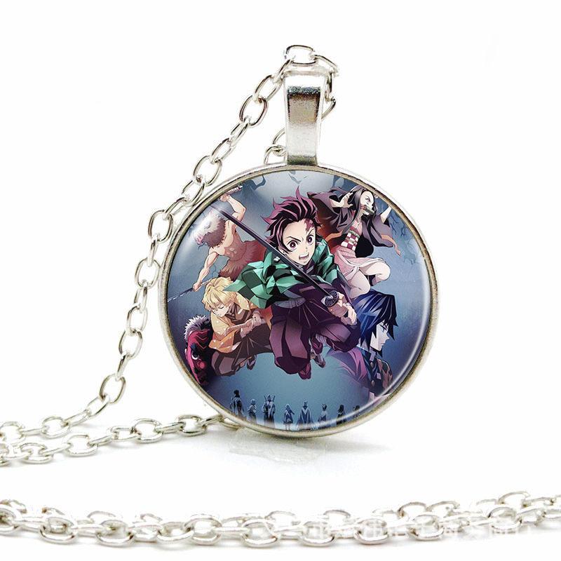 Anime Accessories Time Gem Necklace Alloy Glass Pendant Sweater Chain  European American Jewelry Fashion For Kids